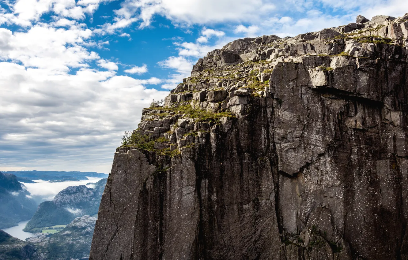Photo wallpaper the sky, clouds, landscape, mountains, nature, lake, rocks, height