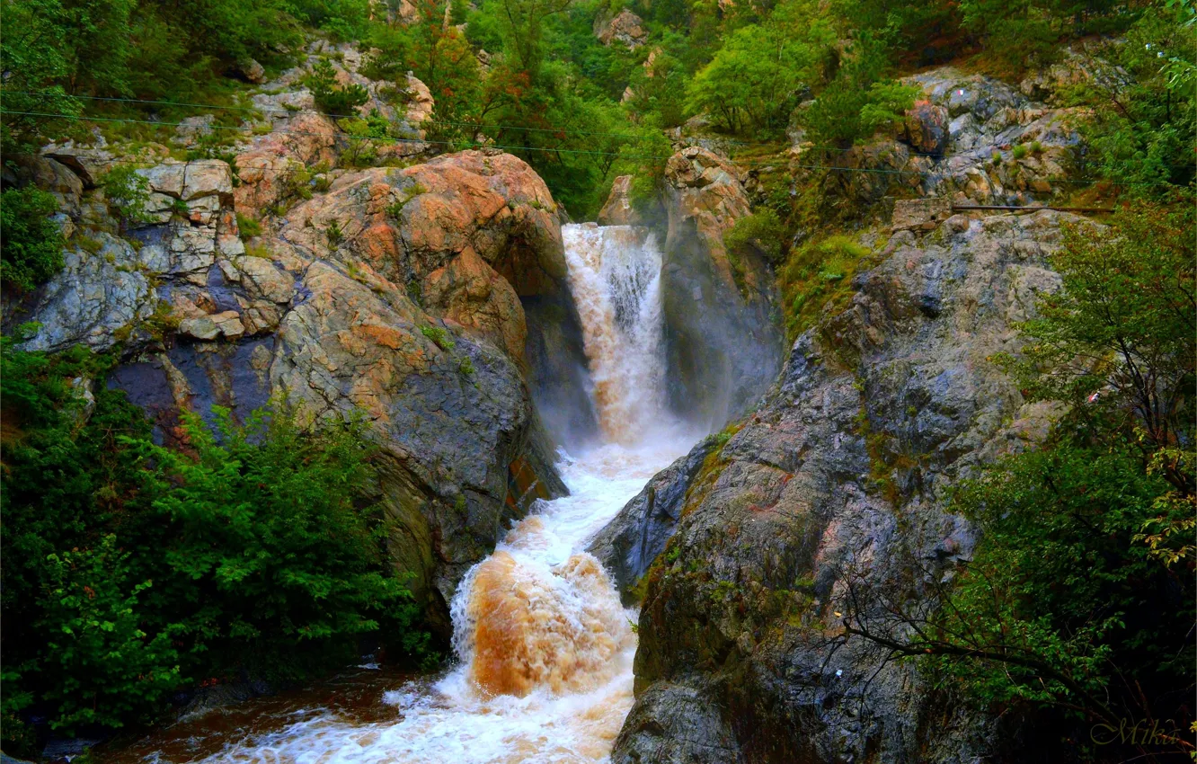Photo wallpaper Waterfall, Rocks, River, Waterfall