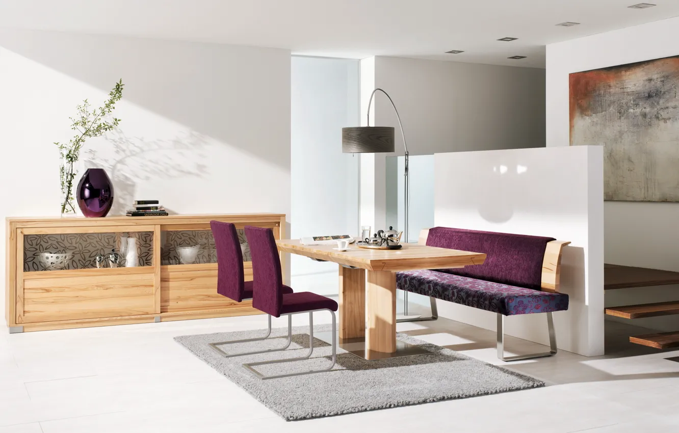 Photo wallpaper design, style, room, chairs, interior, chair, purple, kvatrira