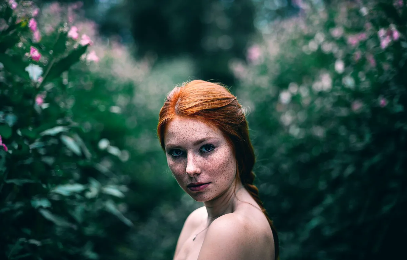 Photo wallpaper look, freckles, the beauty, redhead, Michael Farber, Leana