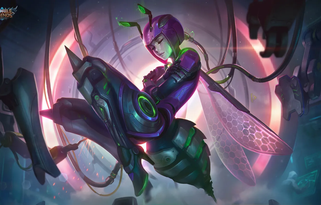 Photo wallpaper girl, ants, insect, armor, cyborg, Mobile Legends Bang Bang