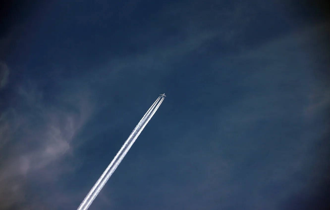 Photo wallpaper the sky, the plane, sky, airplane, Chemtrail, Himtrail