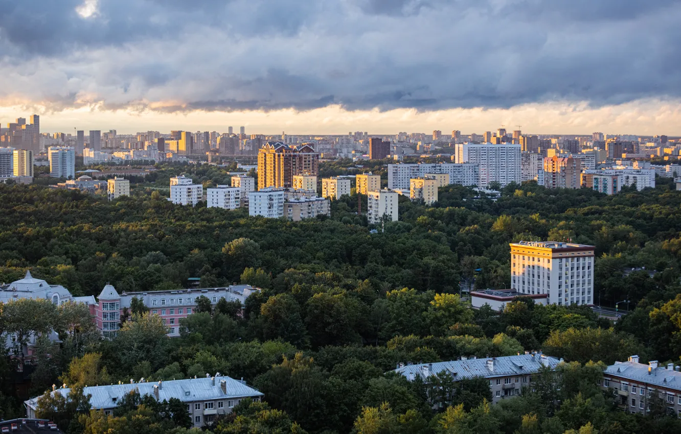 Photo wallpaper summer, sunset, the city, the evening, Moscow, the view from the window, nwao, northwest