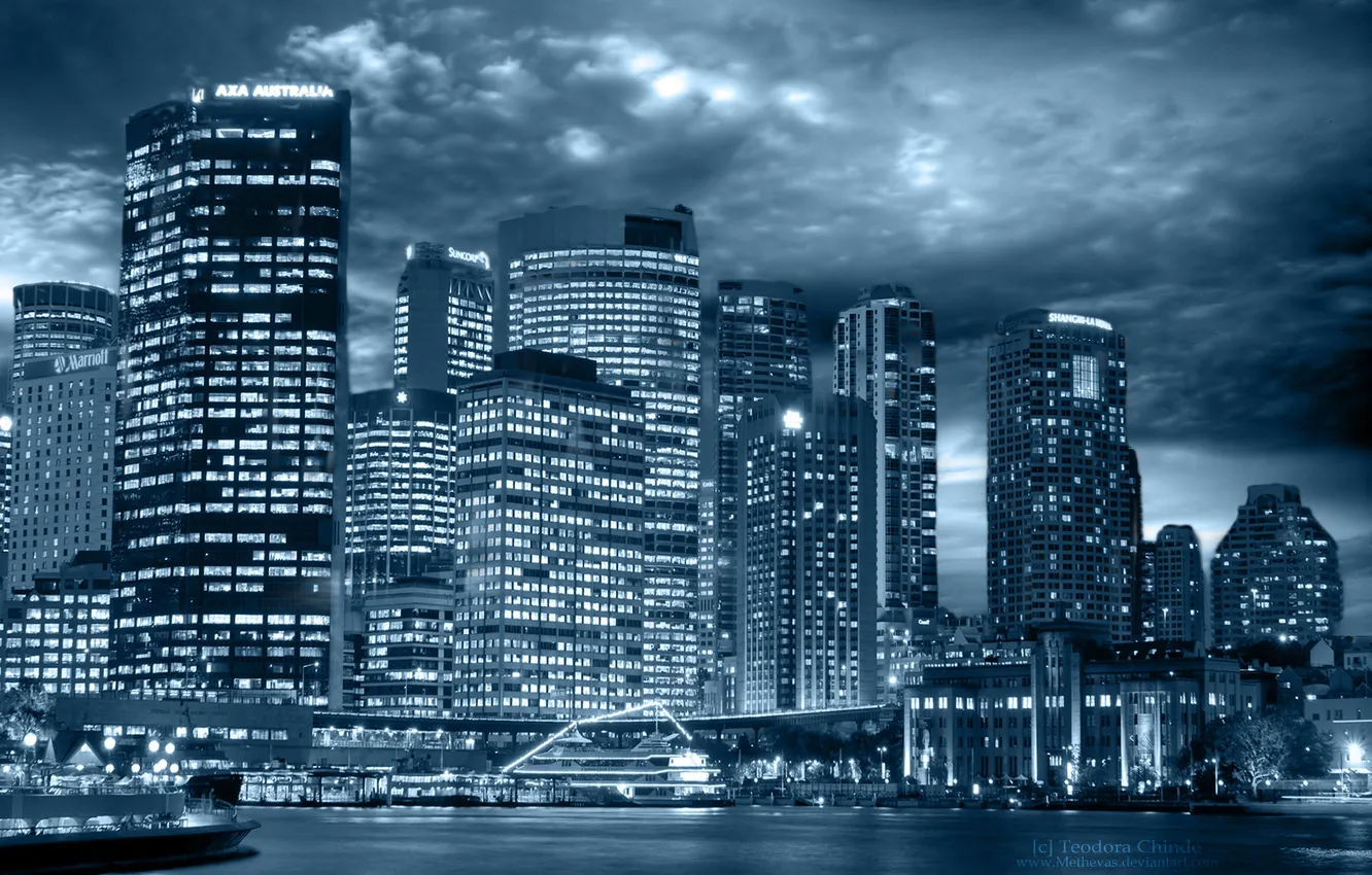 Photo wallpaper the city, lights, home