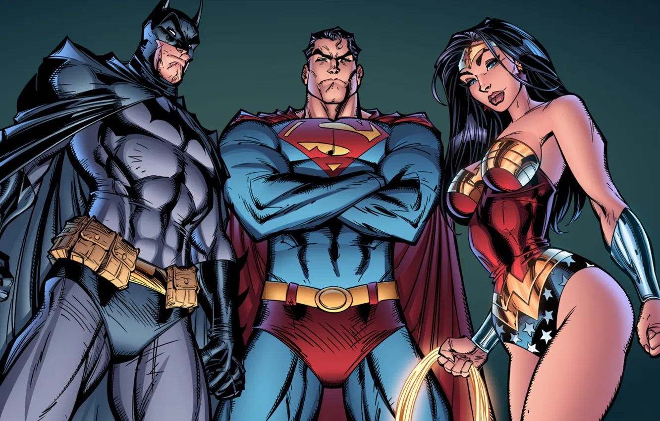 Photo wallpaper Wonder Woman, Batman, Superman, Dark Knight