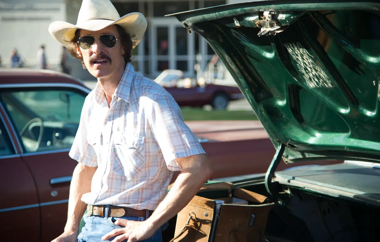 Photo wallpaper auto, the film, hat, glasses, male, drama, Matthew McConaughey, biography