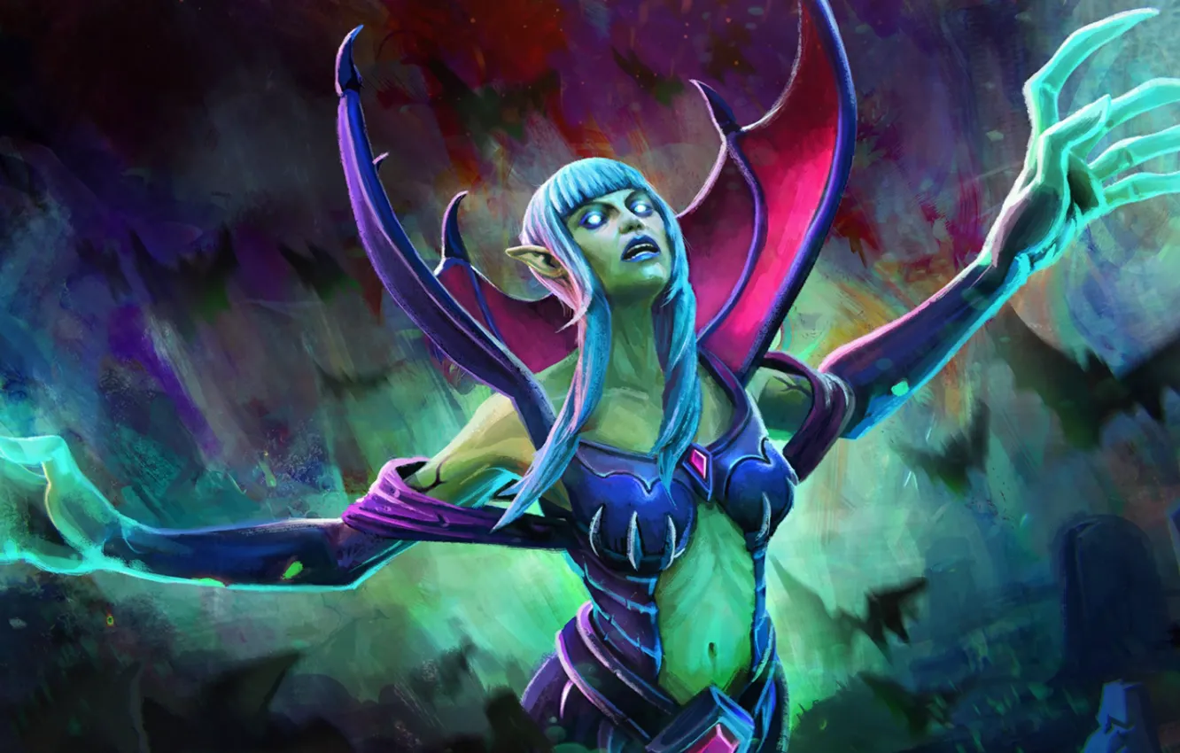 Photo wallpaper girl, art, dota 2, krobelus, death prophet