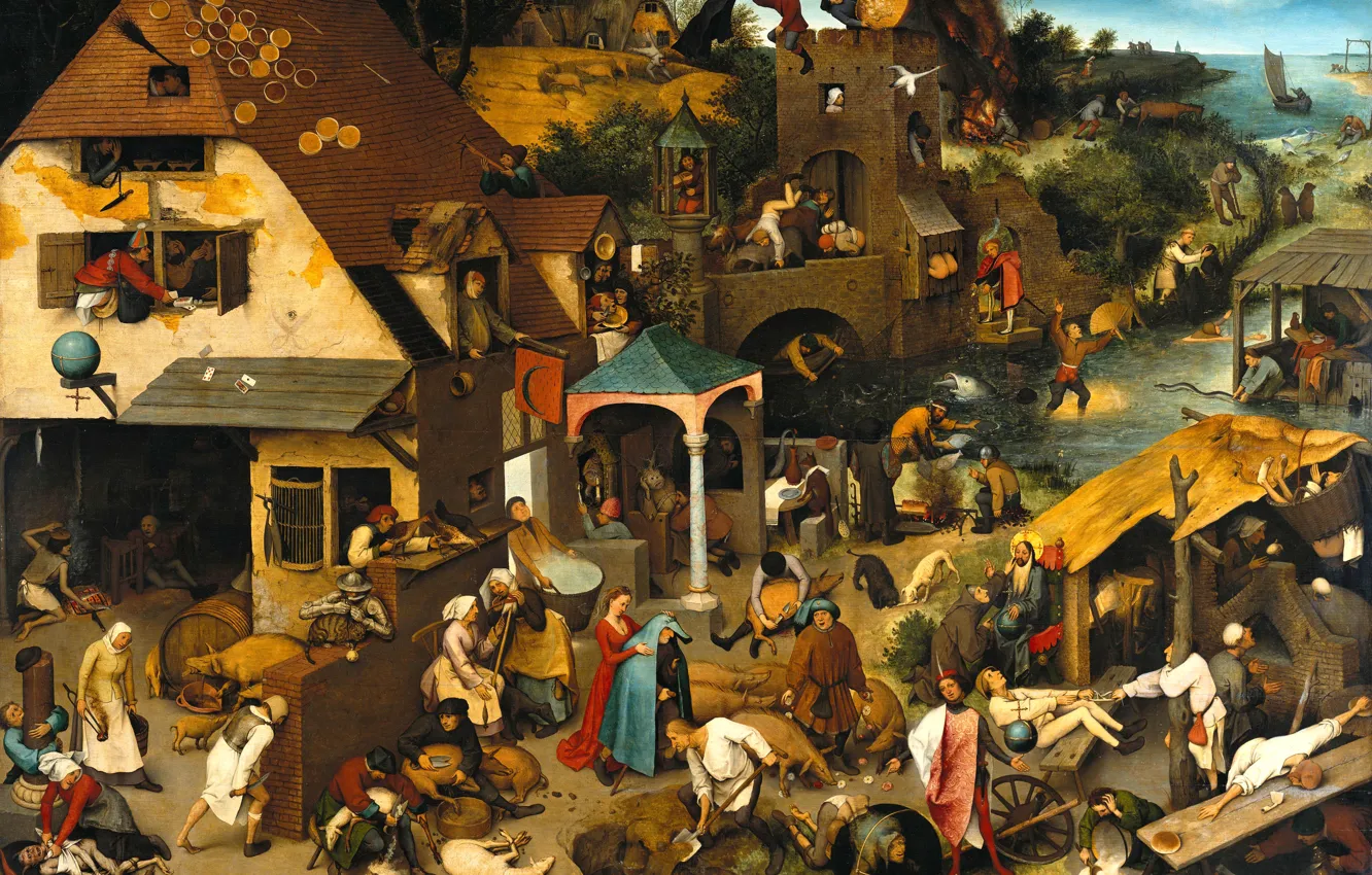 Photo wallpaper picture, Pieter Bruegel, The Flemish Proverbs