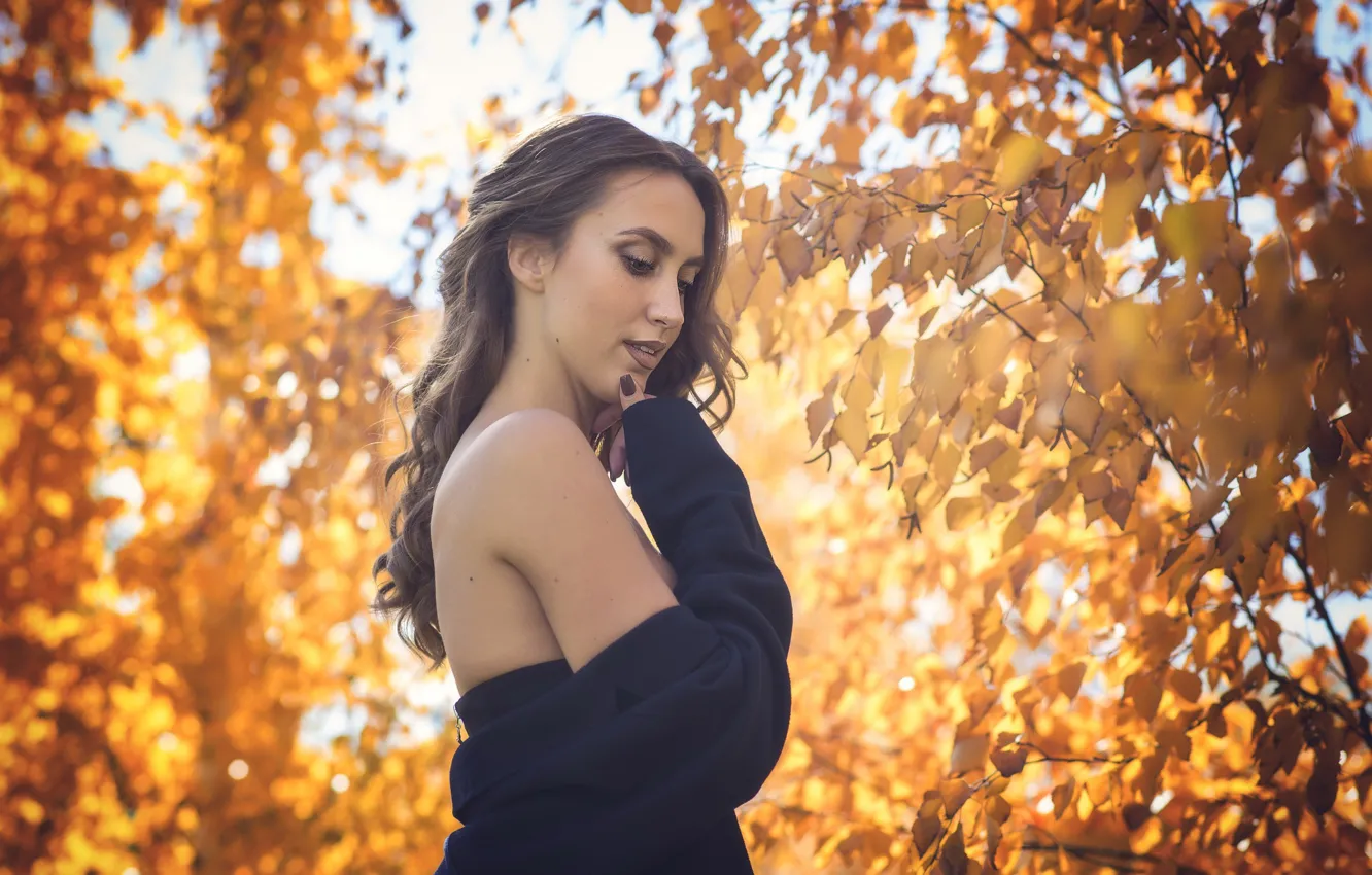 Photo wallpaper autumn, girl, portrait, Iryna