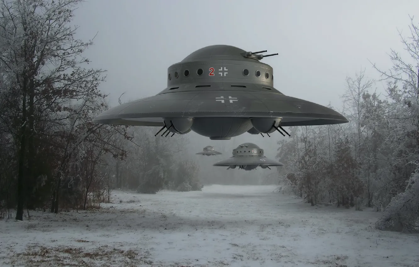 Photo wallpaper UFO, Flying saucer, Vundervaffe, The Disc Belontse