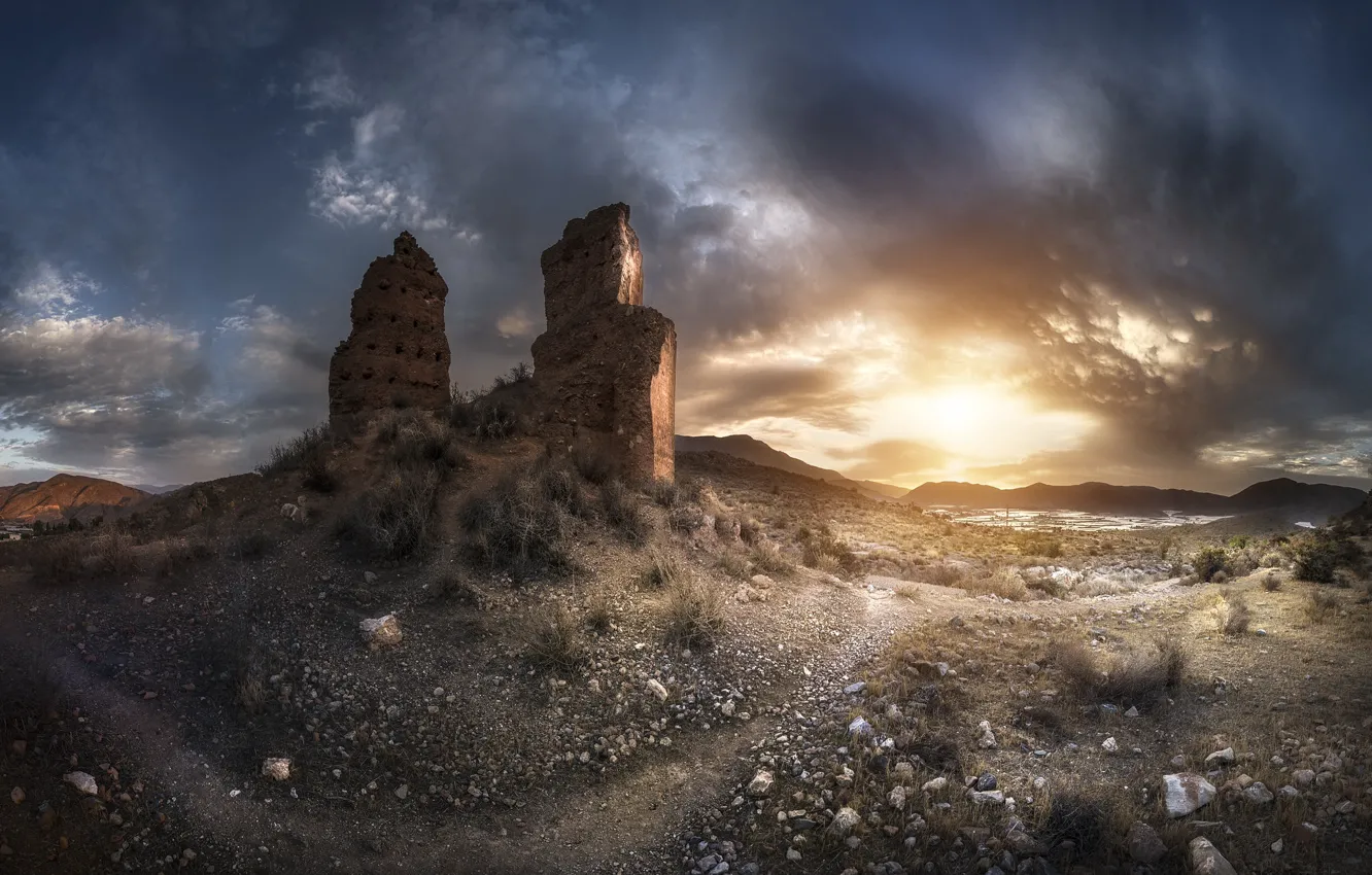 Photo wallpaper Andalusia, Almeria, Beat, Ruins of the Citadel of Berja, Tower of the Spur