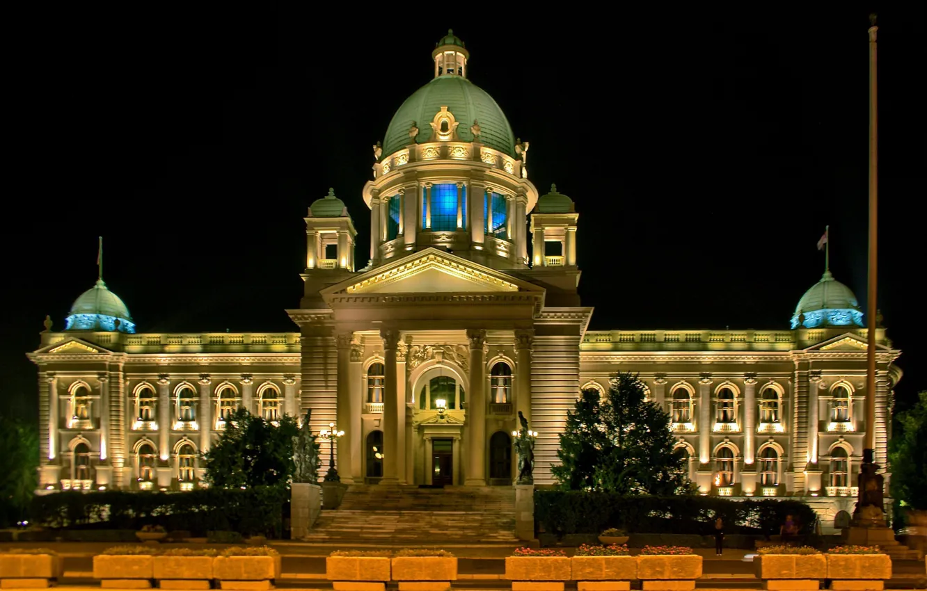 Photo wallpaper night, Serbia, House of the national Assembly