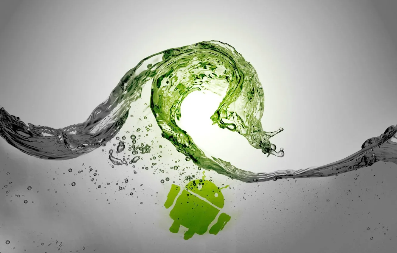 Photo wallpaper wave, water, drops, squirt, Android