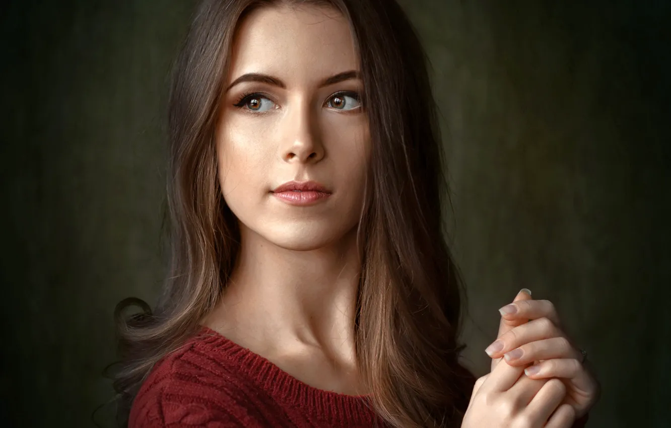 Photo wallpaper pose, background, model, portrait, makeup, hairstyle, brown hair, beauty
