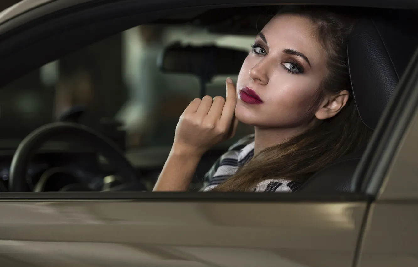 Photo wallpaper Anna, look, face, car, model