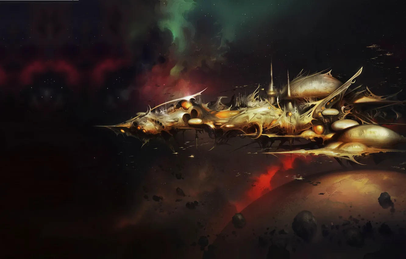 Photo wallpaper space, ship, art, Warhammer 40000, craftworld