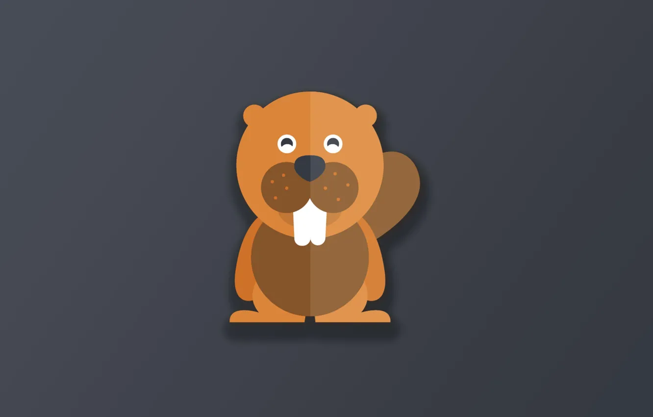 Photo wallpaper animal, funny, digital art, artwork, cute, Minimalism, beaver, simple background