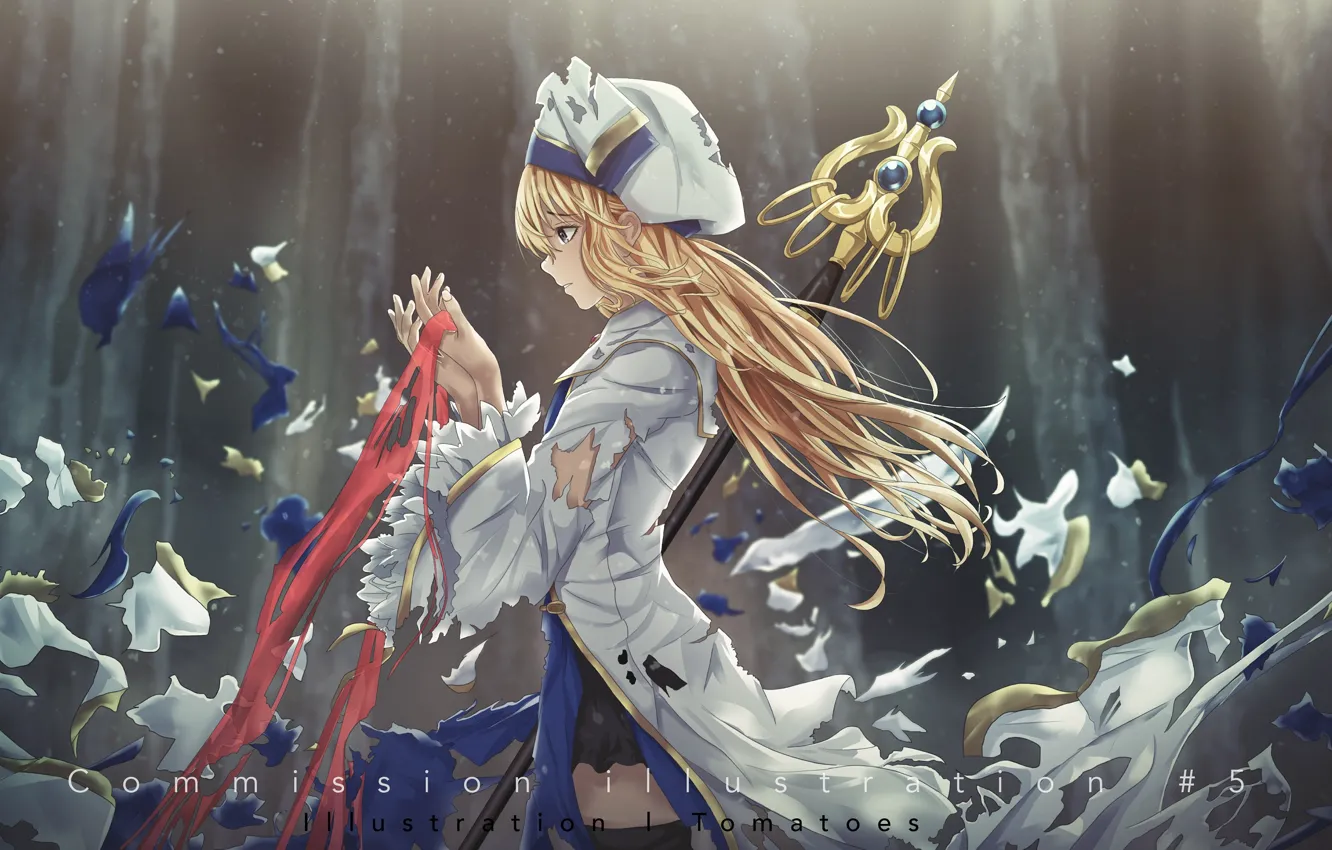 Photo wallpaper girl, torn clothes, Goblin Slayer, The killer of goblins