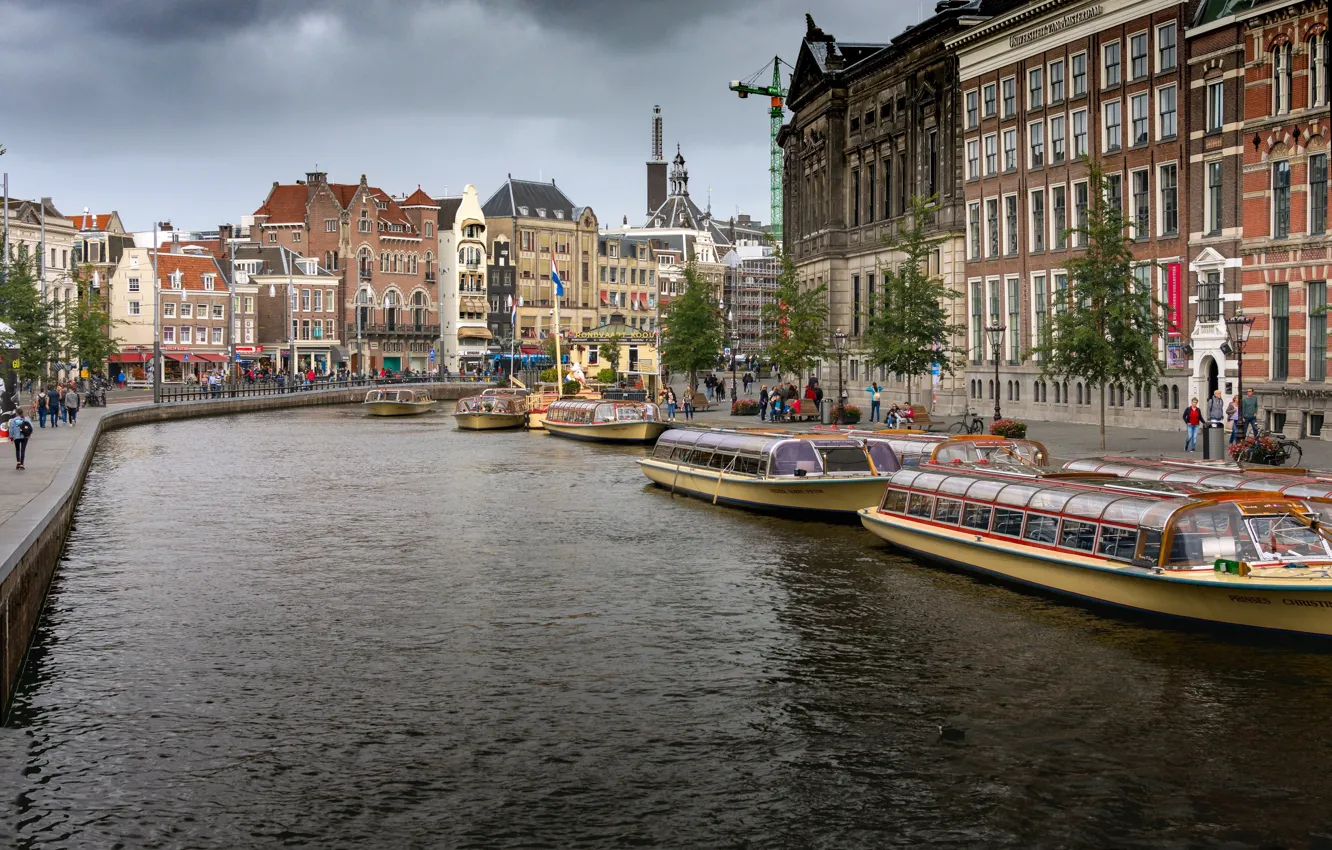Photo wallpaper river, Amsterdam, Netherlands, Holland