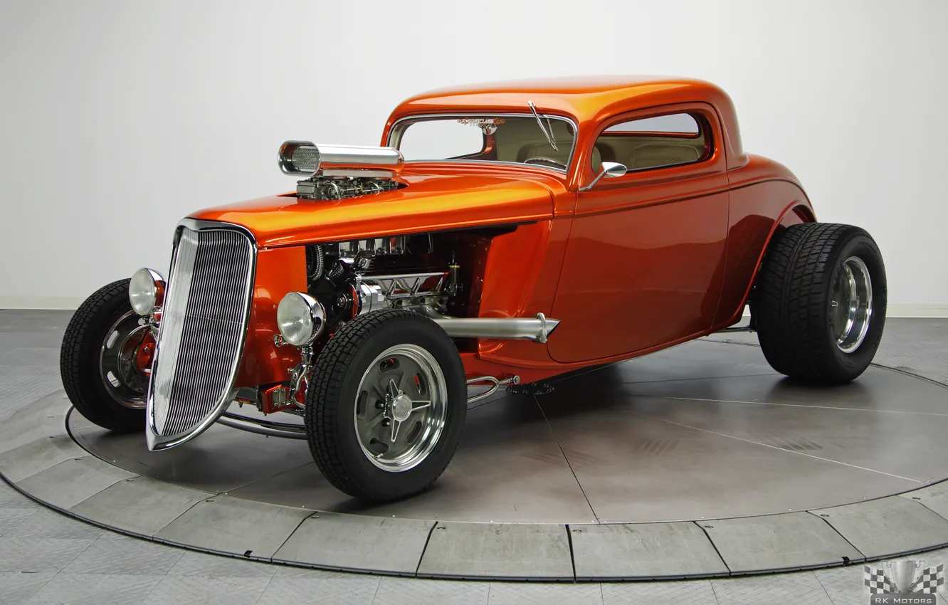 Photo wallpaper Ford, Hot Rod, Coupe, Classic cars, TH350, Tan, 1933, Kandy Orange Glow
