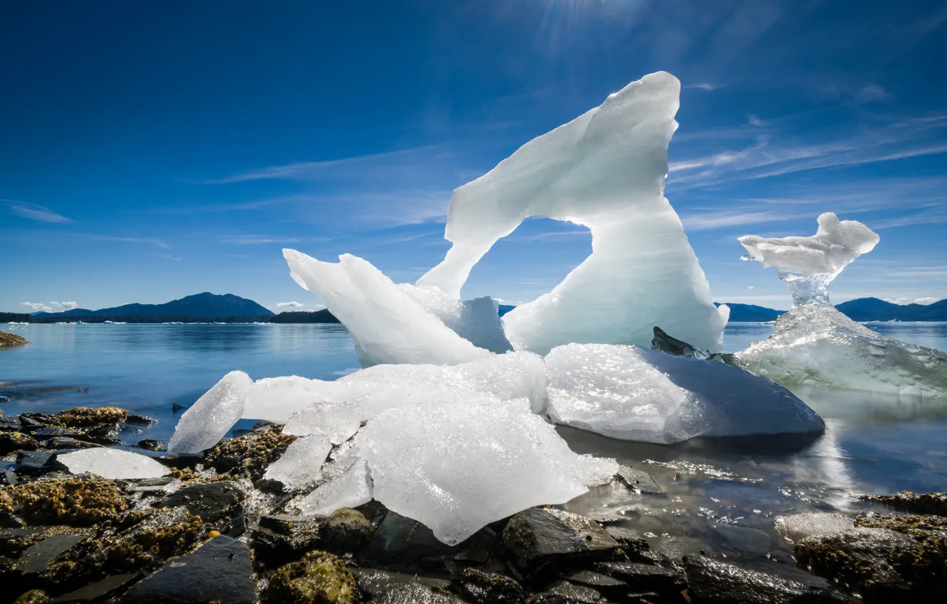 Photo wallpaper coast, Alaska, ice, Alaska, Leconte Glacier