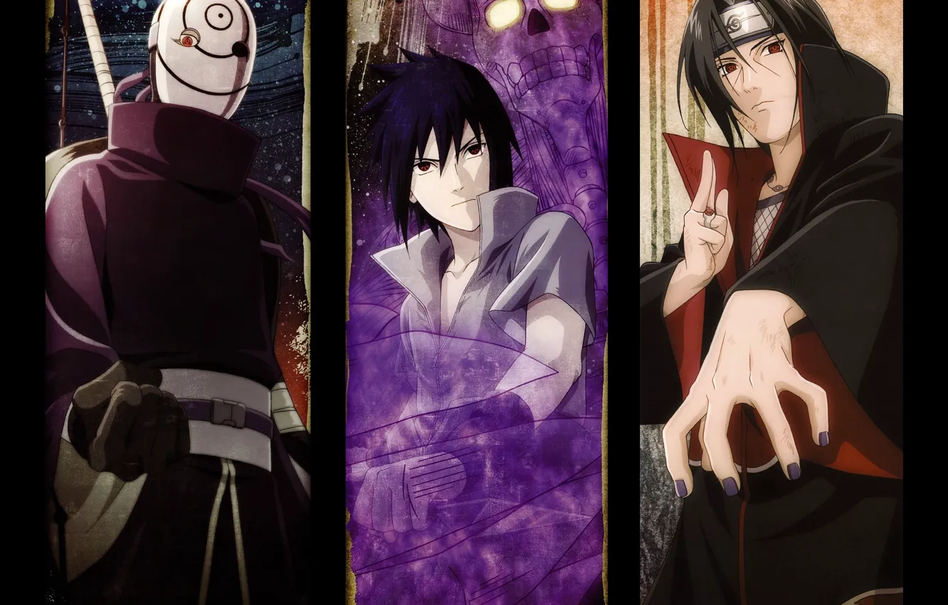 Photo wallpaper look, hand, mask, collar, Sasuke, Naruto, gesture, ninja
