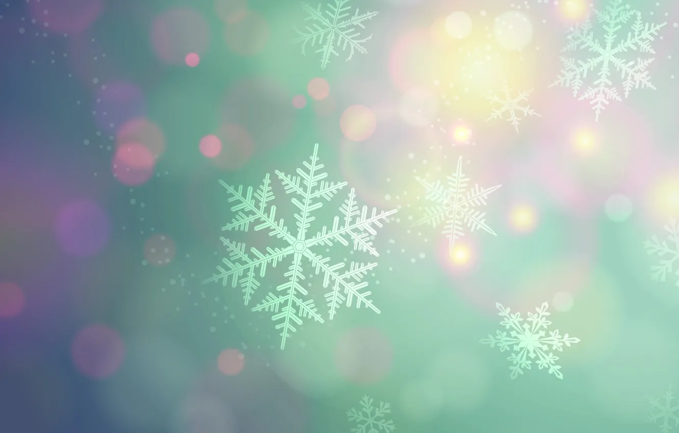 Photo wallpaper snowflakes, spot, soft colors