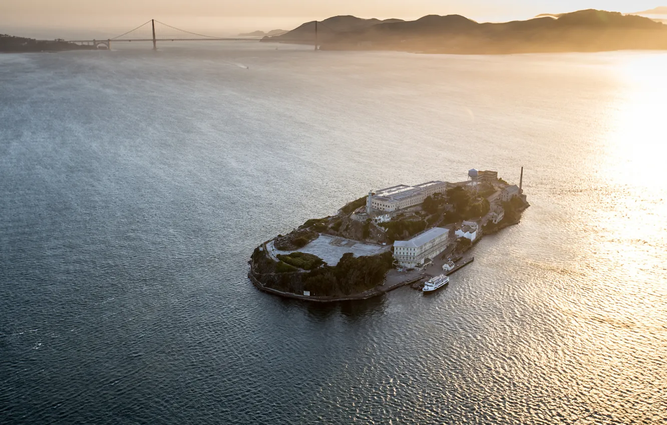 Photo wallpaper pacific ocean, sunset, san francisco, island, prison, bay, alcatraz