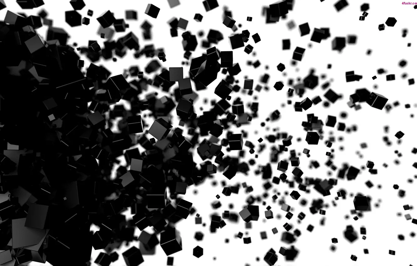 Photo wallpaper cubes, Black, cubes, fly