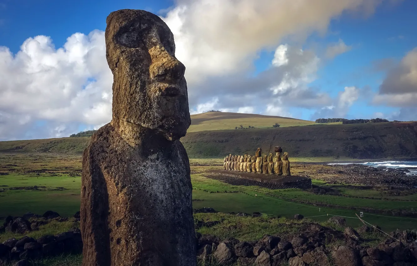 Photo wallpaper idols, Chile, Easter Island, Ahu Tongariki