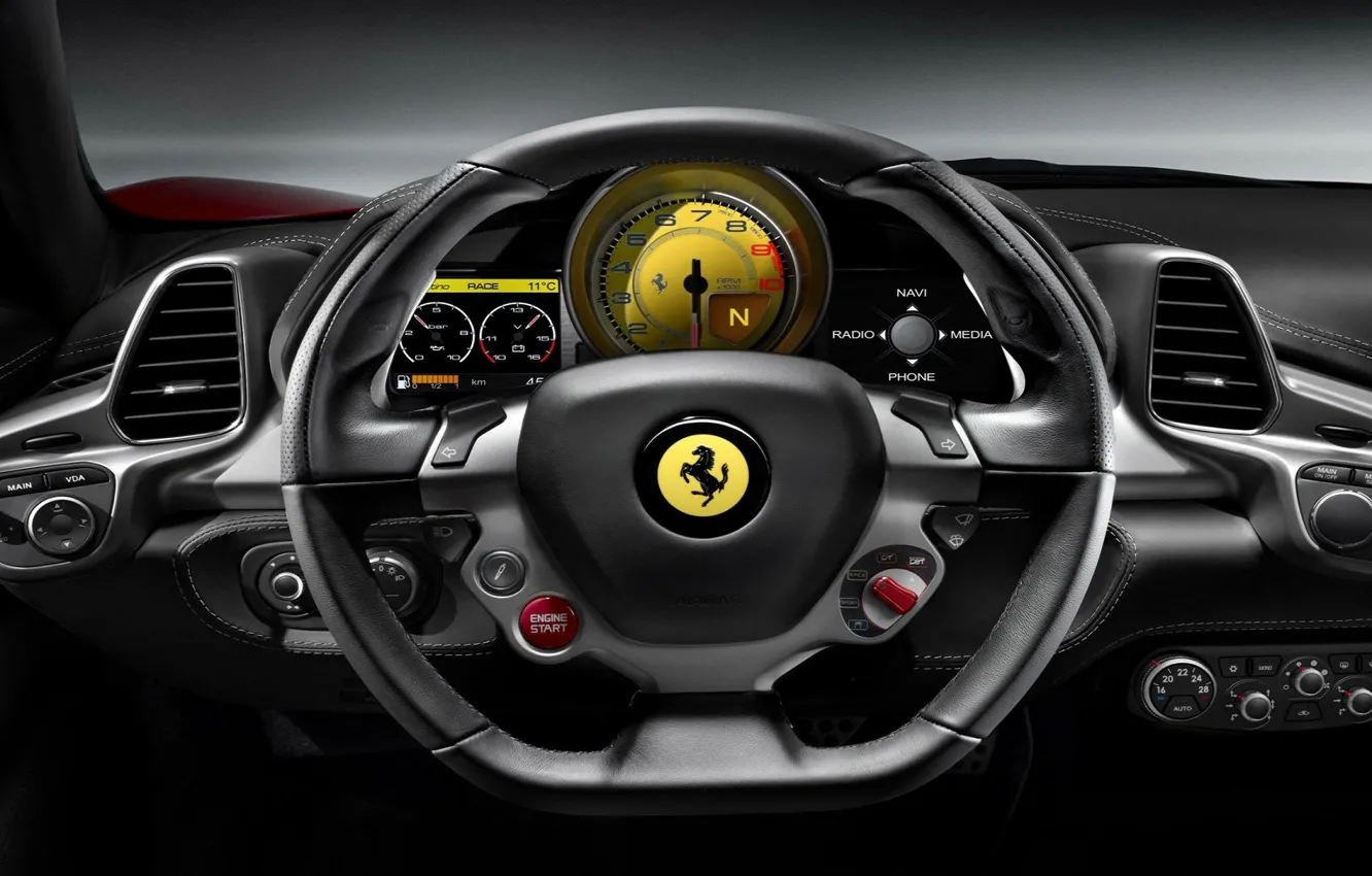 Photo wallpaper car, Ferrari, control, interior, command, dashboard