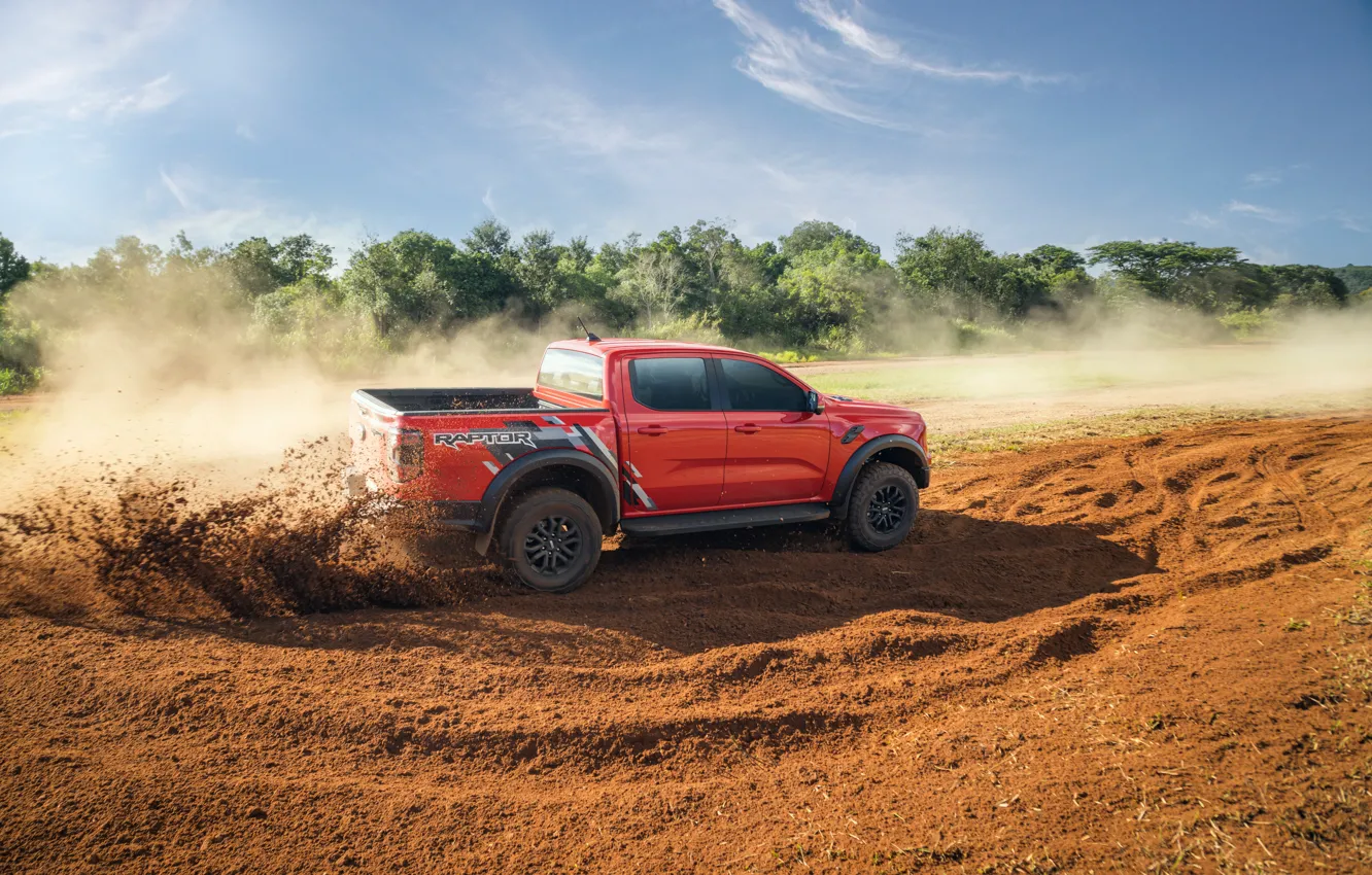 Photo wallpaper car, Ford, dust, Ranger, Ford Ranger Raptor