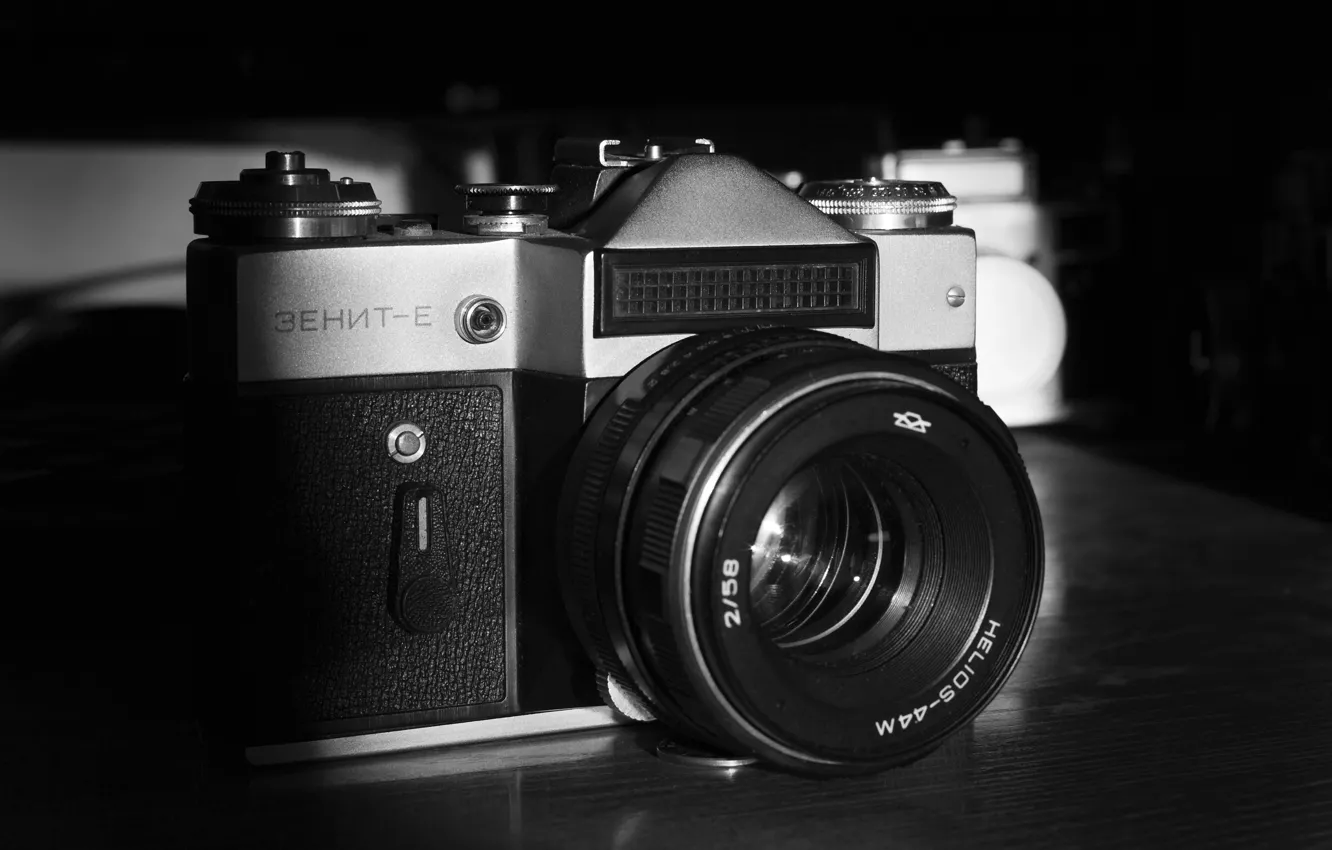 Photo wallpaper Zenit, film, the camera, cameras, black and white, Helios 44m, ZENIT E, photographer Alexander butchers