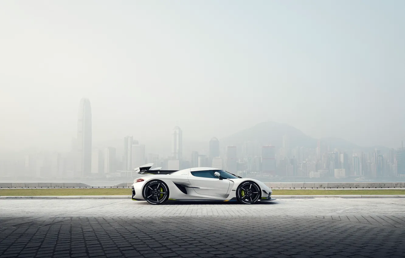 Photo wallpaper Koenigsegg, white, side view, Jesko, Koenigsegg Jesko