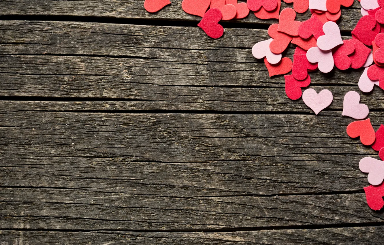 Photo wallpaper hearts, love, wood, romantic, hearts, sweet, valentine's day