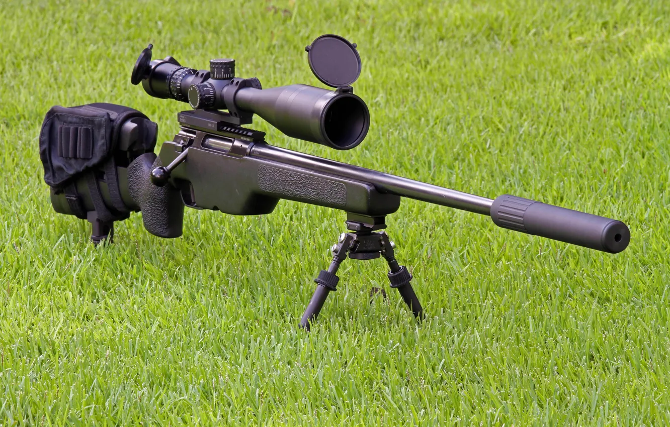 Photo wallpaper grass, weapons, optics, rifle, muffler, sniper, SakoTRG-22