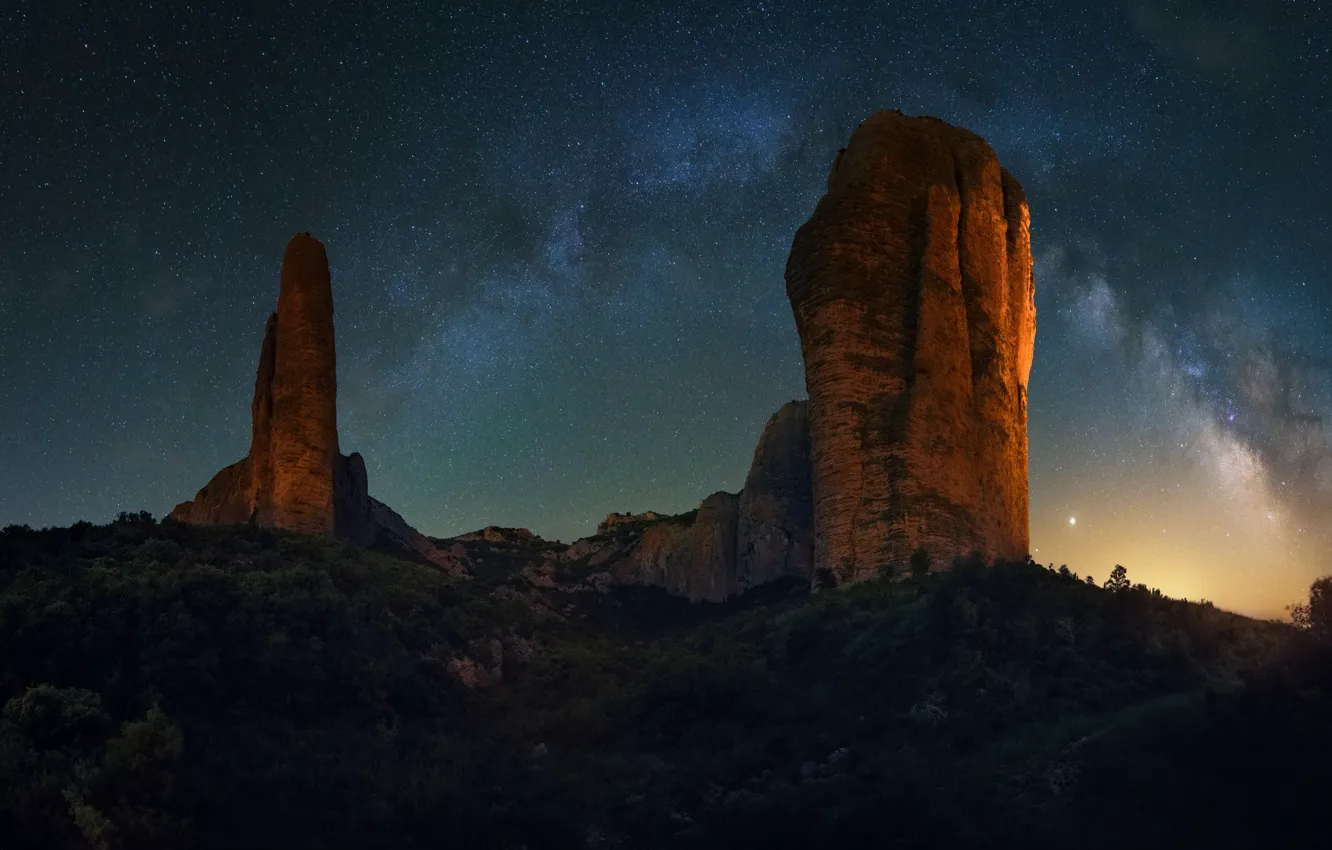 Photo wallpaper stars, rocks, the milky way, rocks, stars, Milky Way, David Martin Castan