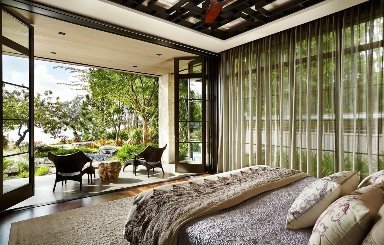 Photo wallpaper interior, bedroom, terrace, Asian Inspired Home