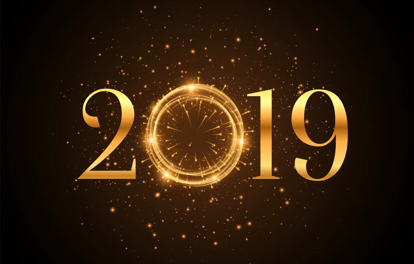 Photo wallpaper gold, New Year, figures, golden, black background, black, background, New Year