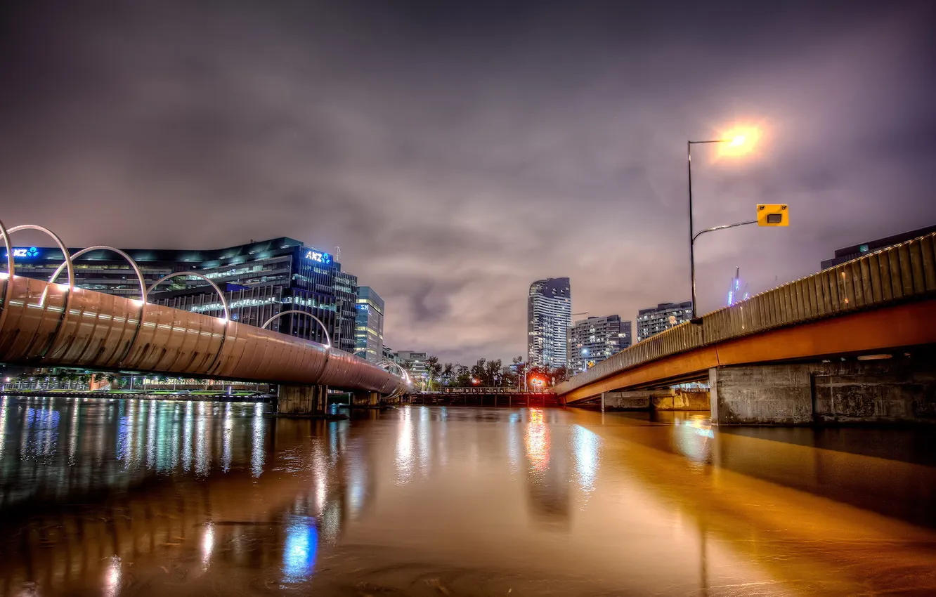 Photo wallpaper bridge, the city, river