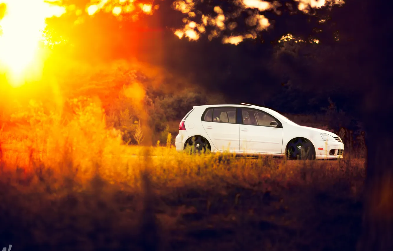 Photo wallpaper white, Volkswagen, day, Sunny, Golf, golf, GTI