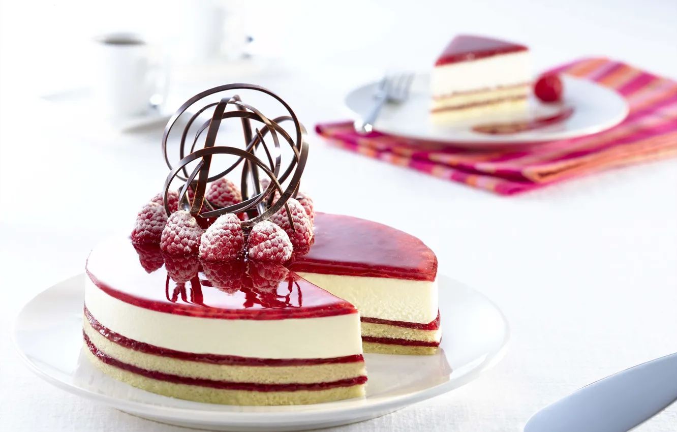 Photo wallpaper raspberry, food, cake, cake, cake, cream, dessert, food