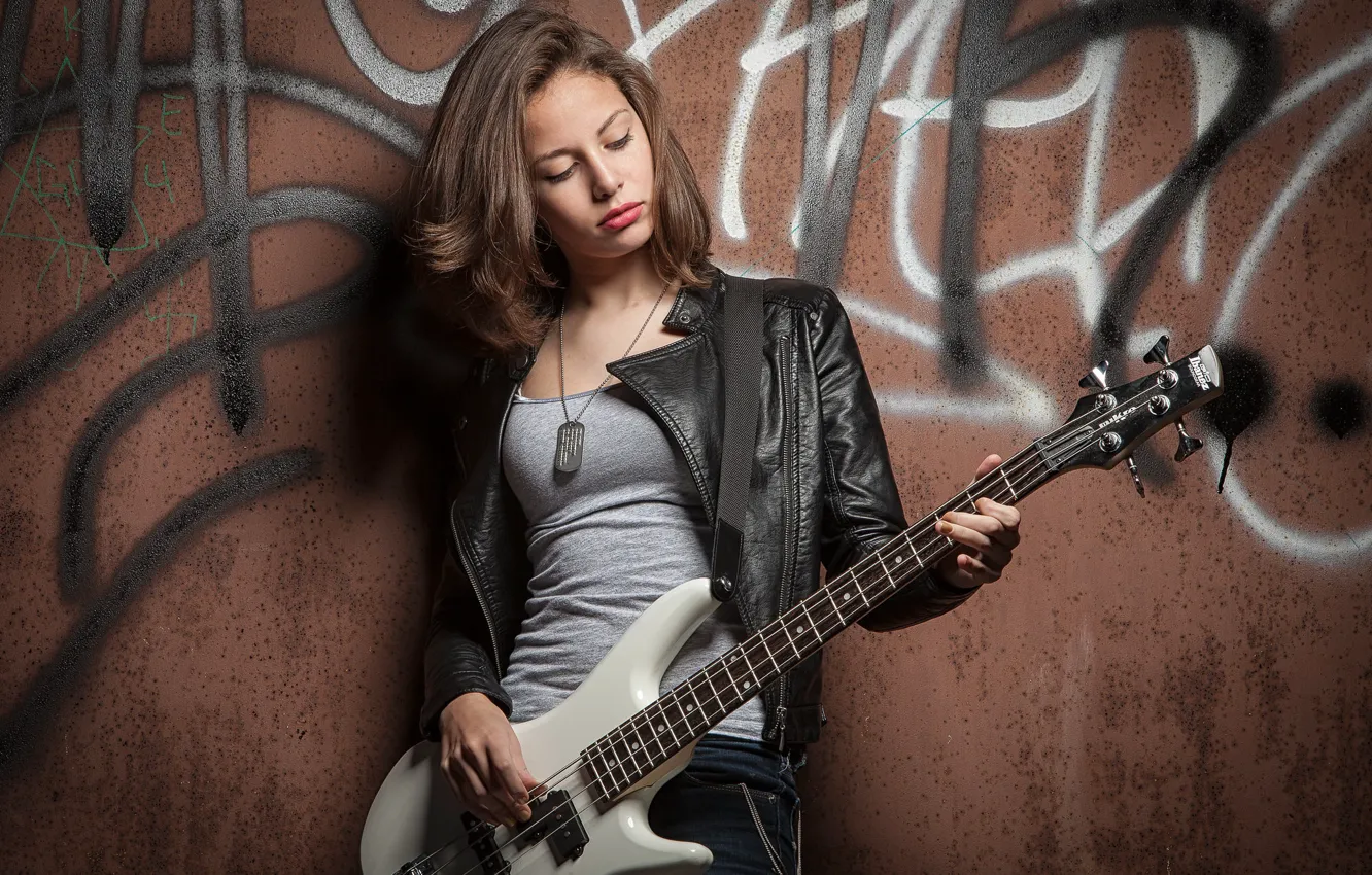 Photo wallpaper girl, guitar, Elena