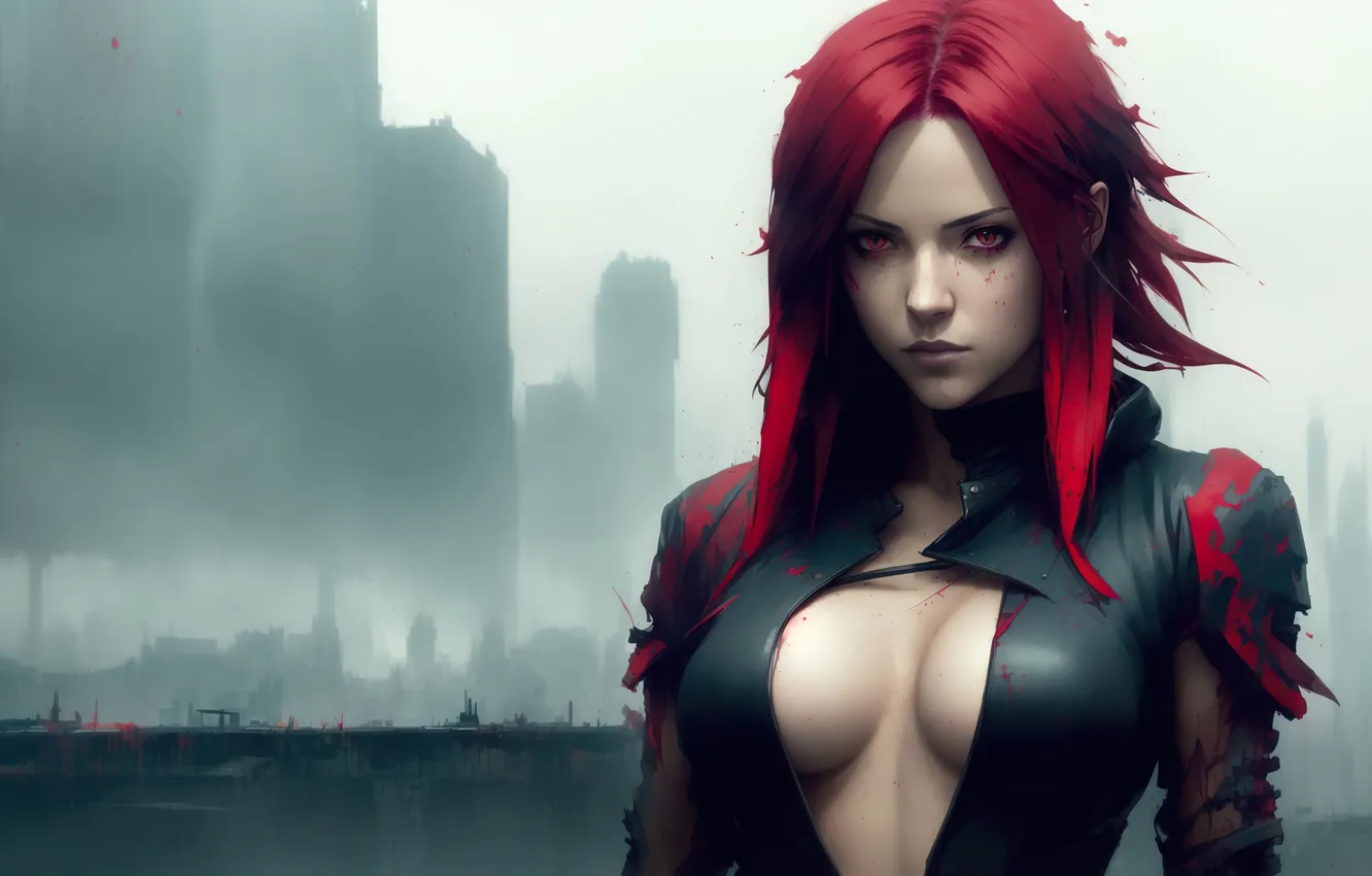 Photo wallpaper girl, fantasy, red hair, art, digital art, fantasy art, fantasy girl, Stable Diffusion