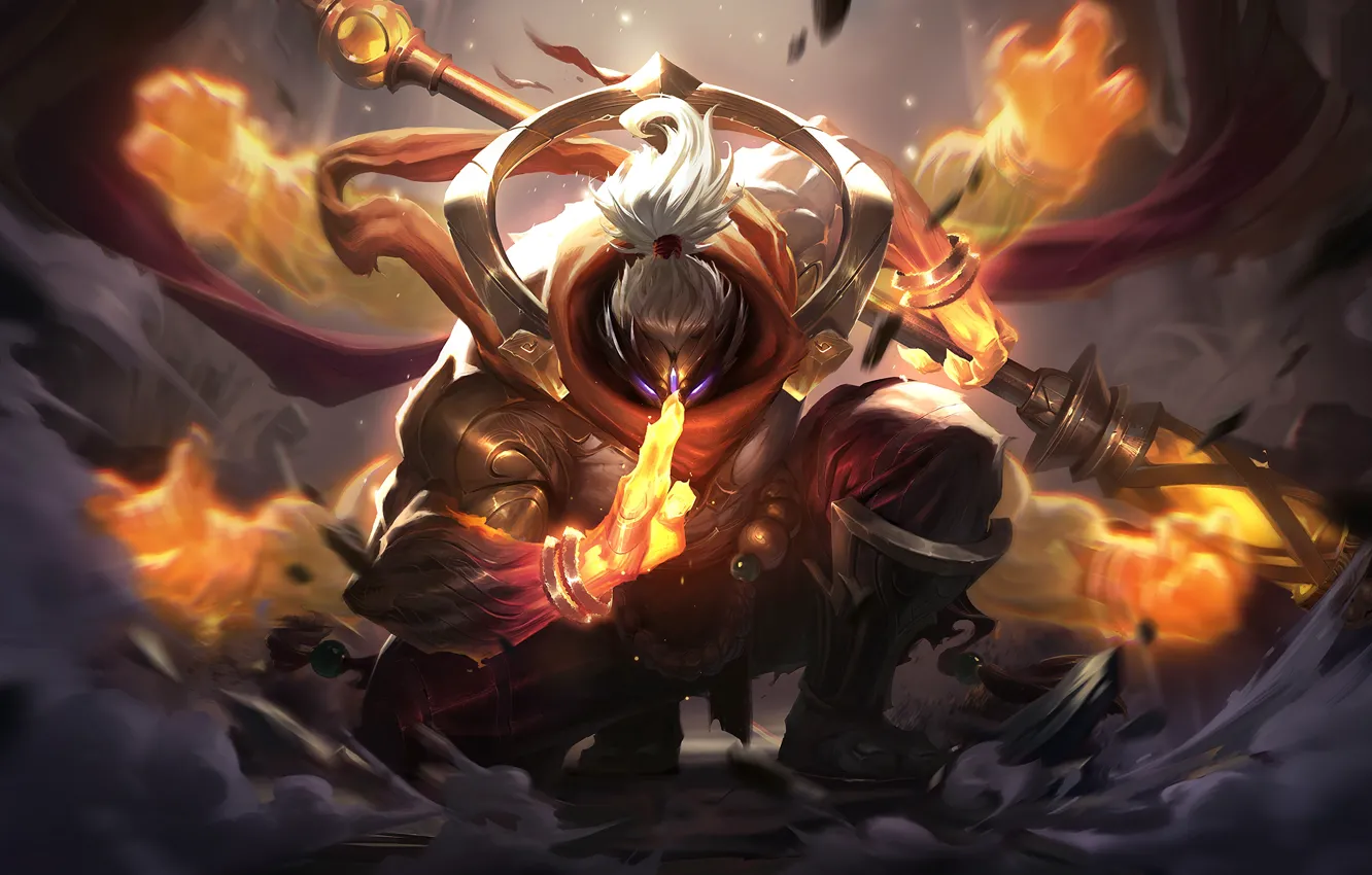 Photo wallpaper dust, art, staff, sitting, splash, League of Legends, artwork, LoL