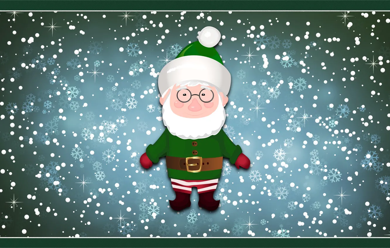 Photo wallpaper winter, snow, snowflakes, background, mood, holiday, elf, new year