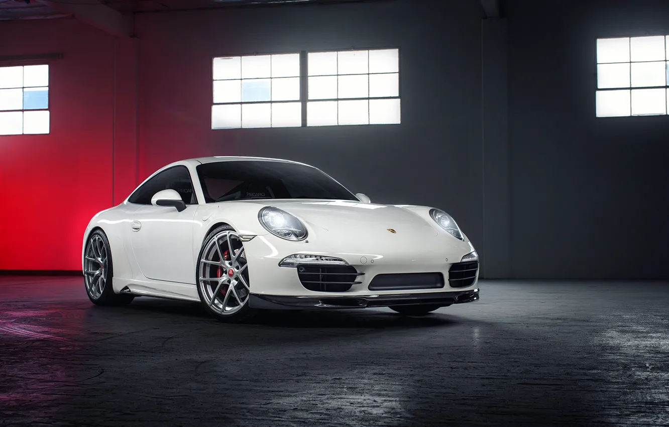Photo wallpaper Porsche, white, Porsche, Coupe, Carrera, Edition, 991, frontside
