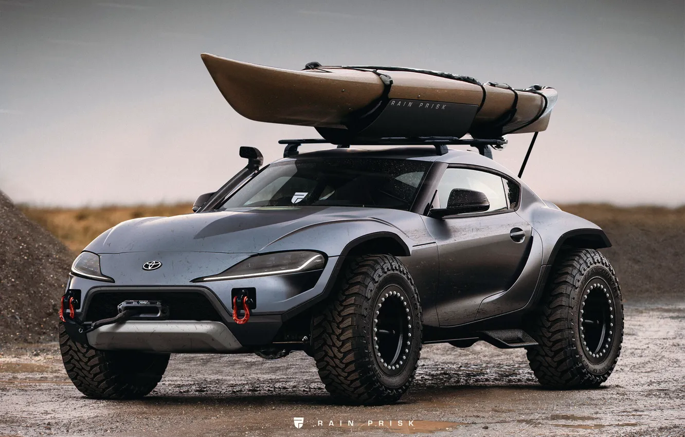 Photo wallpaper Auto, Machine, Grey, Canoeing, 4x4, SUV, Toyota Supra, Rendering