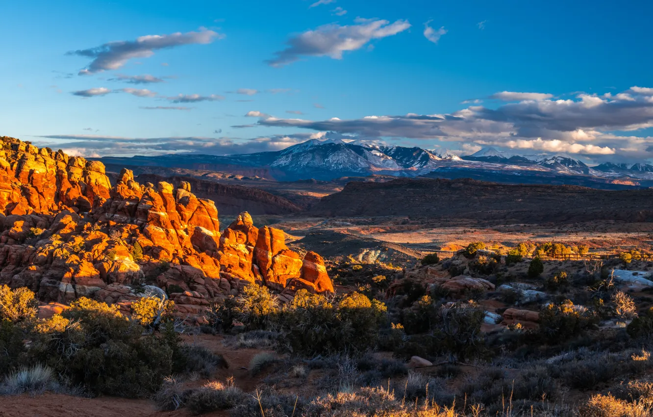 Photo wallpaper clouds, landscape, mountains, Utah, USA