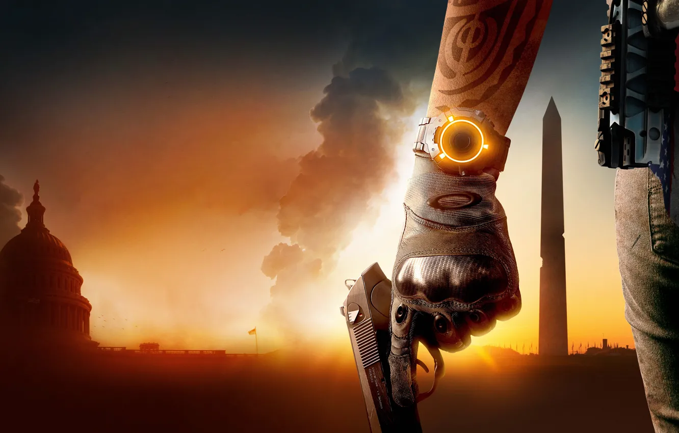 Photo wallpaper the city, gun, watch, Washington, Tom Clancy's The Division 2, The Division 2